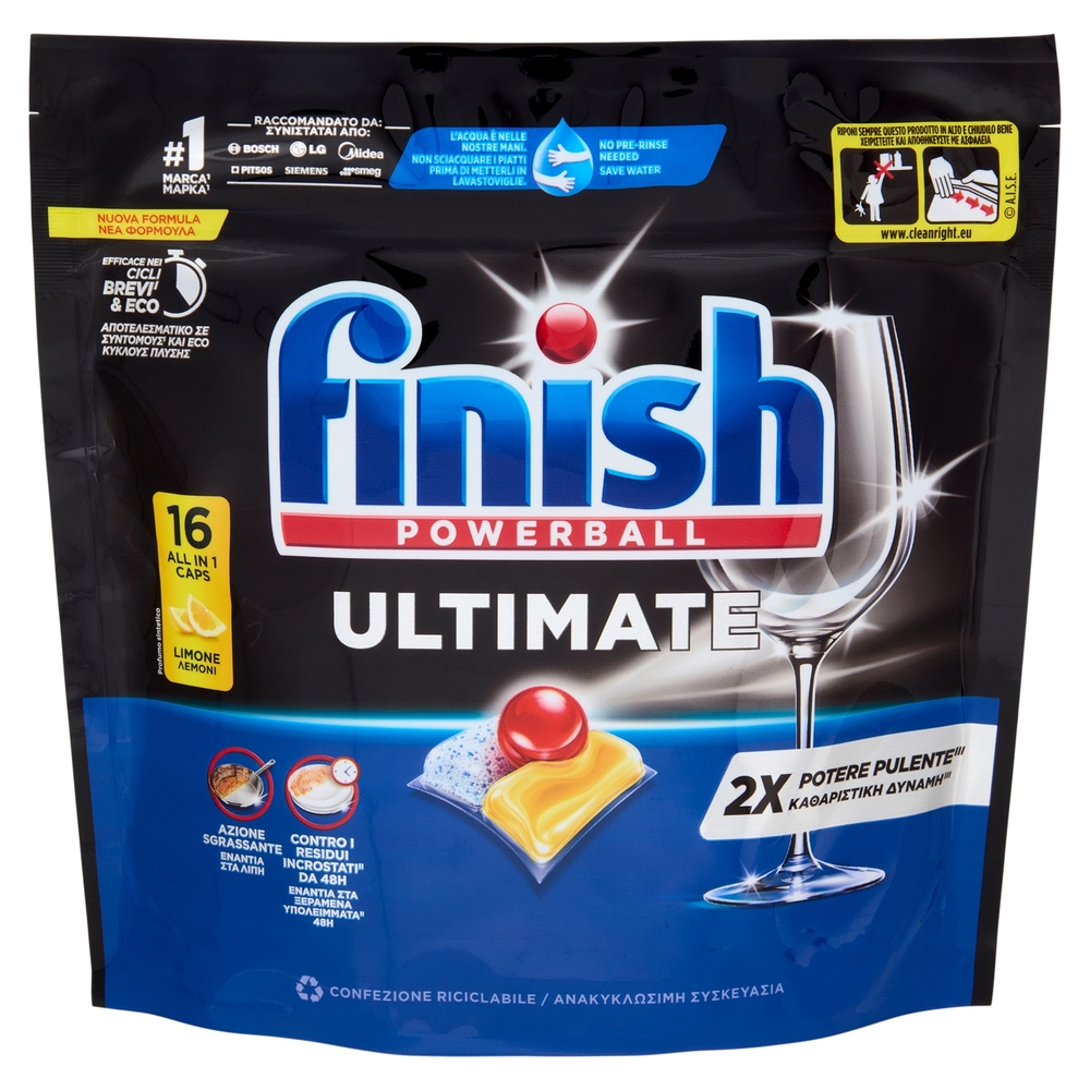 Finish Ultimate All In One Lemon pastiglie lavastoviglie 16 lavaggi 206,4 g